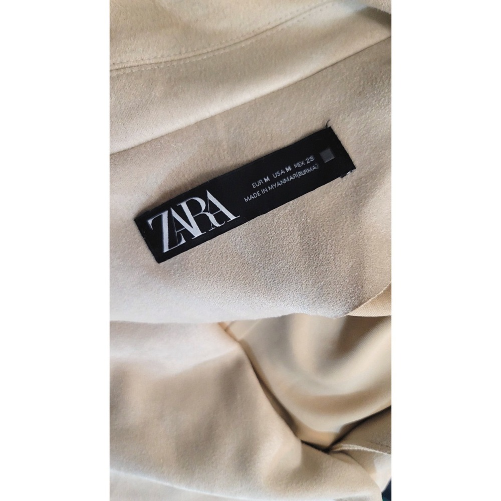 Zara Sleeveless‎ Trench Vest Duster Coat Jacket Neutral Color Belted Modern - Picture 8 of 10